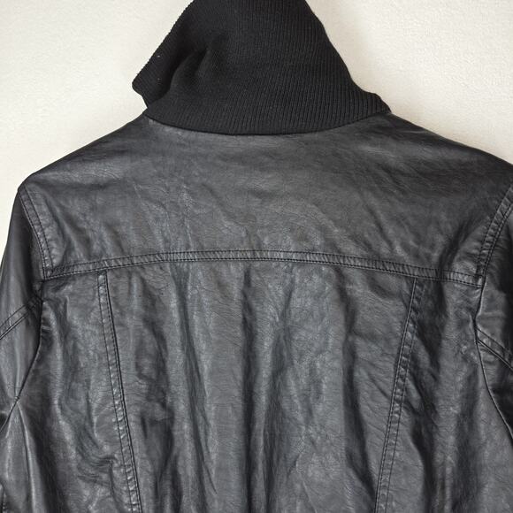 Vintage Moto Jacket Paris Blues Black 2XL 90s Vegan Leather Y2k Goth Biker Bike - Picture 13 of 14